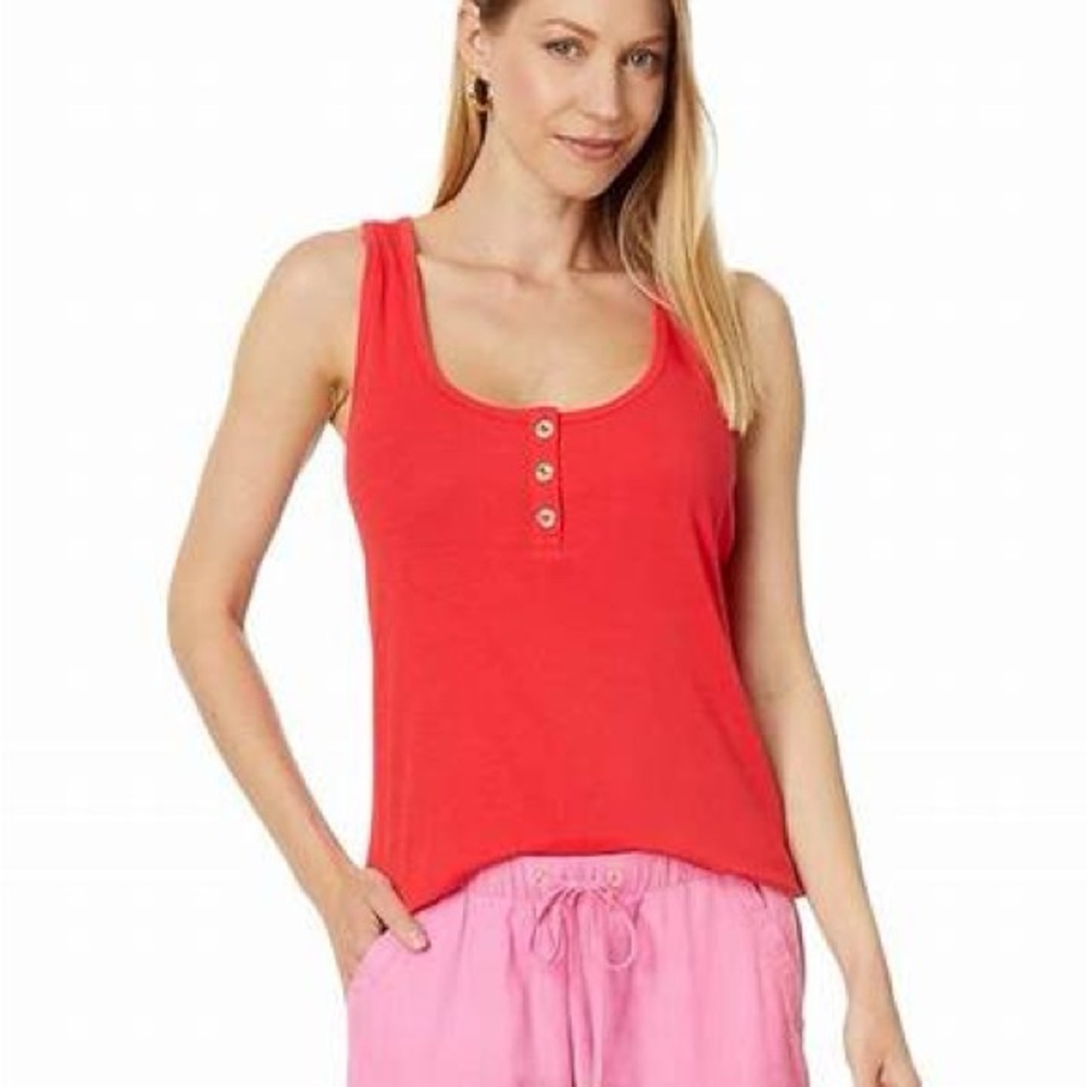 Lilly Pulitzer Red Tank Top with Button Detail